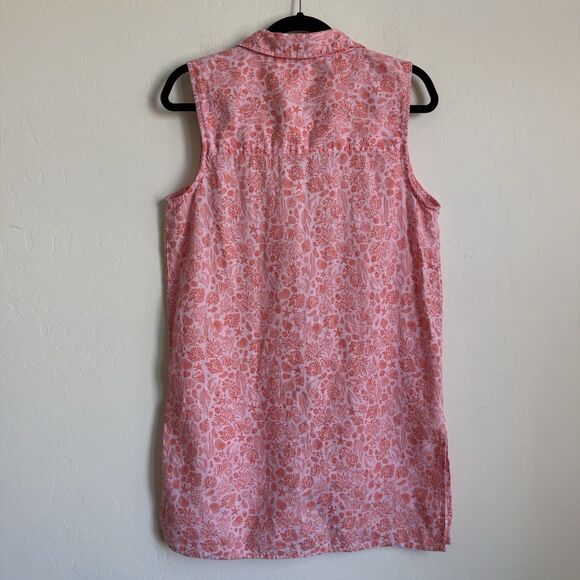 Sigrid Olsen 100% Linen Shirt Dress Women Med Resort Beach Button Up Seashells - Picture 5 of 11